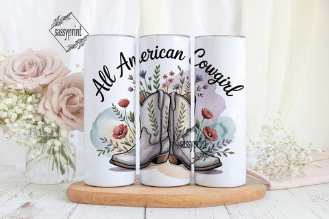 All American Cowgirl 20oz Tumbler Wrap Sublimation sassyprint 