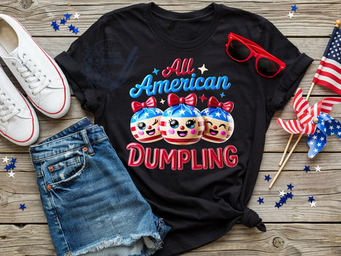 All American Dumpling T-Shirt PNG, American Dumpling, Patriotic Style, Red White Blue, Foodie Vibes, Sublimation PNG, Statement Shirt, Holiday Fashion Sublimation ToriDesigns 