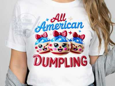 All American Dumpling T-Shirt PNG, American Dumpling, Patriotic Style, Red White Blue, Foodie Vibes, Sublimation PNG, Statement Shirt, Holiday Fashion Sublimation ToriDesigns 