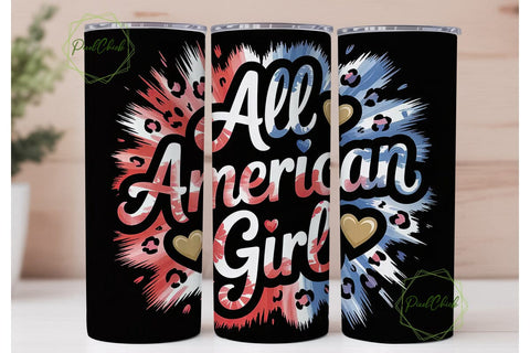 All American Girl 20oz Tumbler Wrap Sublimation PixelChick 
