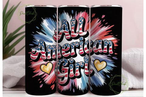 All American Girl 20oz Tumbler Wrap Sublimation PixelChick 