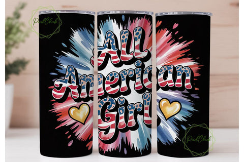 All American Girl 20oz Tumbler Wrap Sublimation PixelChick 