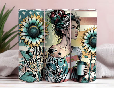 All American Girl, Fourth Of July Tumbler, All American Girl 20 oz Skinny, Sublimation Png, Instant Download Sublimation PixelChick 