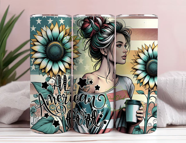 All American Girl, Fourth Of July Tumbler, All American Girl 20 oz Skinny, Sublimation Png, Instant Download Sublimation PixelChick 