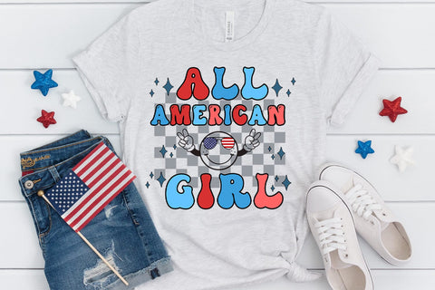 All American Girl I Kids 4th of July Sublimation I Patriotic PNG Sublimation Happy Printables Club 