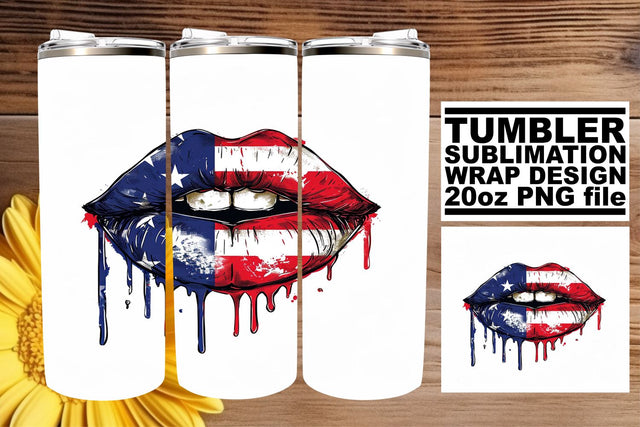 All-American Glam: 3D Lips Tumbler Sublimation Sublimation afrosvg 