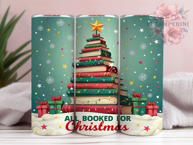 All Booked for Christmas 20oz Tumbler Wrap, Book Lovers 20oz Tumbler, Sublimation Wrap, Reading Gift, Literary Gift, Christmas Gift for Bookworms Sublimation Li Zamperini 