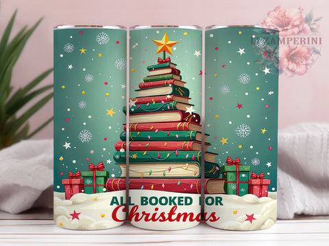 All Booked for Christmas 20oz Tumbler Wrap, Book Lovers 20oz Tumbler, Sublimation Wrap, Reading Gift, Literary Gift, Christmas Gift for Bookworms Sublimation Li Zamperini 
