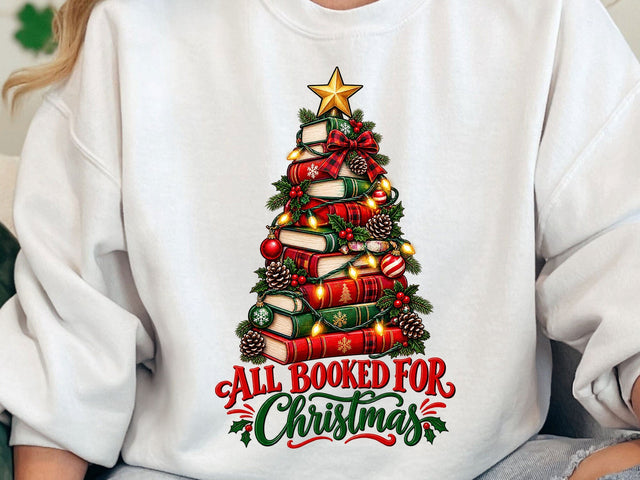 All Booked For Christmas Book Tree PNG SVG artprintfile 
