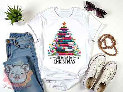 All Booked for Christmas Png, Book Lover Png, Vintage Christmas Teacher Png, Teacher Png, Christmas Png, Sublimation Designs, Digital Download Sublimation Lara' s Designs 