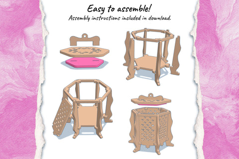 All Heart Hexagon Gift Box SVG cut files for laser cutter SVG Angel on Empire 