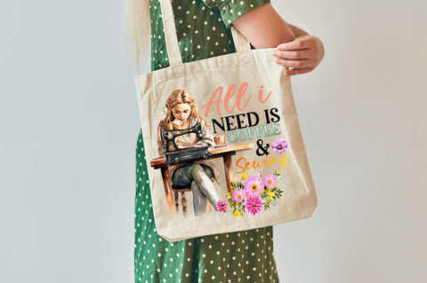 All i need is coffee and sewing Sublimation Design Sublimation Regulrcrative 