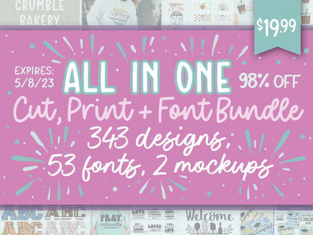 All In One Cut, Print + Font Bundle | VIP Only Throwback! Bundle So Fontsy Design Shop 