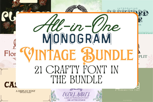 All-in-One Monogram & Vintage Font Bundle Font Dm Letter Studio 