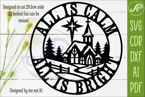 All Is Calm All Is Bright Christmas Church Wall Sign SVG SVG APInspireddesigns 