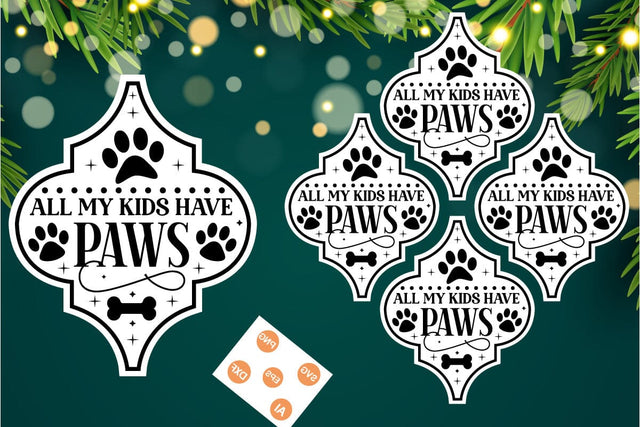 All My Kids Have Paws Arabesque SVG, Arabesque SVG Animal Christmas Ornament SVG Design, SVG Cut File, SVGs, Food & Drink, Print & Cut, Quotes and Sayings SVG DesignPlante 503 