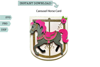 All Occasion Carousel Horse Greeting Card SVG SVG Sharia Morton Designs 