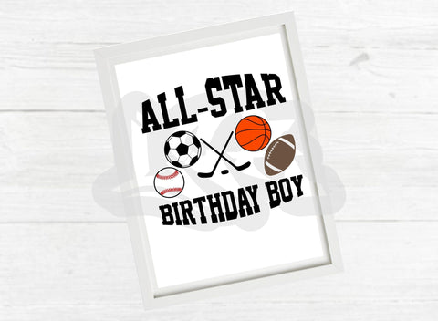 All Star Sports Birthday Boy Design SVG SVG LCA Digital 