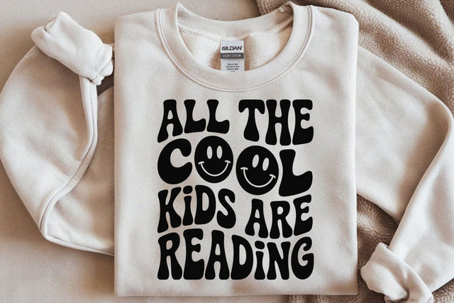 All The Cool Kids Are Reading SVG, Retro Wavy Text SVG SVG DesignDestine 