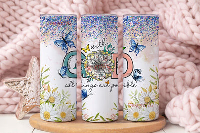 All Things are Possible 20oz God Christian Bible Verse Religious Jesus, Skinny Tumbler Wrap PNG Sublimation Design Sublimation DesignSVG 