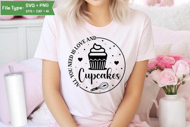 All You Need Is Love And Cupcakes SVG Design, Funny Kitchen SVG Design, Valentine Kitchen SVG Design, SVGs,Quotes and Sayings,Food & Drink,On Sale, Print & Cut SVG DesignPlante 503 