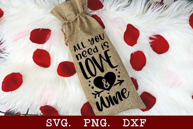 All You Need is Love and Wine - Valentine Wine Bag SVG SVG Ikonart Design Shop 