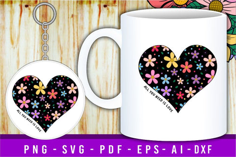 All You Need Is Love, Flowers Heart SVG, Heart Monogram SVG, Valentines Day SVG T shirt Design, Valentine Quote SVG, Love Quotes SVG, Wedding And Family SVG, Valentine's Sublimation PNG Designs SVG D2PUTRI Designs 