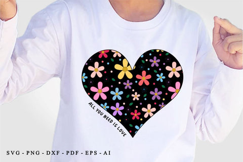 All You Need Is Love, Flowers Heart SVG, Heart Monogram SVG, Valentines Day SVG T shirt Design, Valentine Quote SVG, Love Quotes SVG, Wedding And Family SVG, Valentine's Sublimation PNG Designs SVG D2PUTRI Designs 