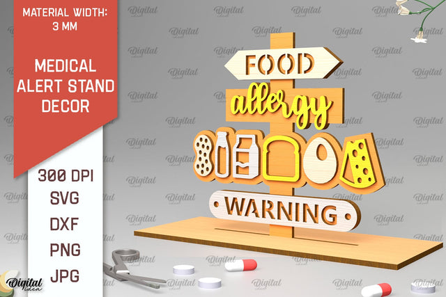 Allergy Medical Alert Stand Laser Cut. Medical Decor SVG SVG Evgenyia Guschina 