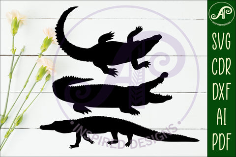 Alligator Silhouette laser cut wall art SVG APInspireddesigns 