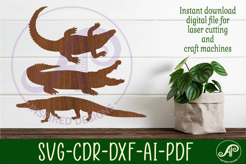 Alligator Silhouette laser cut wall art SVG APInspireddesigns 