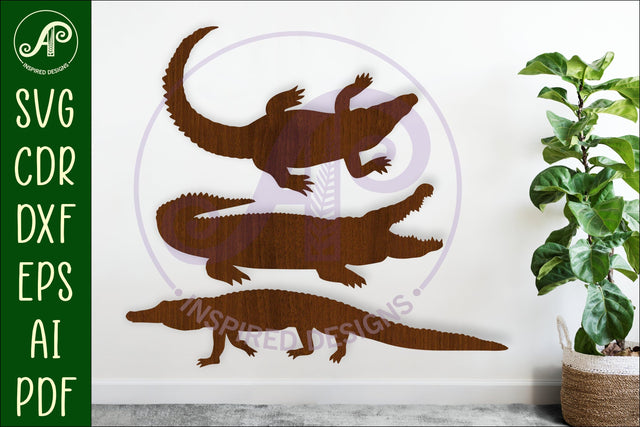 Alligator Silhouette laser cut wall art SVG APInspireddesigns 