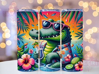 Alligator Tumbler, 20oz Tumbler, PNG Sublimation Design, Cute Alligator Gift, Animal Print Tumbler, Reptile Tumbler, Tropical Drinkware, Fun Summer Tumbler Sublimation SvggirlplusArt 
