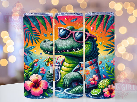 Alligator Tumbler, 20oz Tumbler, PNG Sublimation Design, Cute Alligator Gift, Animal Print Tumbler, Reptile Tumbler, Tropical Drinkware, Fun Summer Tumbler Sublimation SvggirlplusArt 