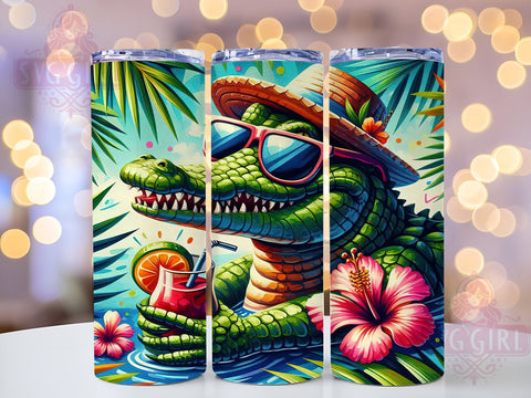 Alligator Tumbler, 20oz Tumbler, PNG Sublimation Design, Cute Alligator Gift, Animal Print Tumbler, Reptile Tumbler, Tropical Drinkware, Fun Summer Tumbler Sublimation SvggirlplusArt 