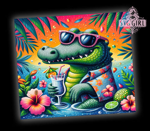 Alligator Tumbler, 20oz Tumbler, PNG Sublimation Design, Cute Alligator Gift, Animal Print Tumbler, Reptile Tumbler, Tropical Drinkware, Fun Summer Tumbler Sublimation SvggirlplusArt 