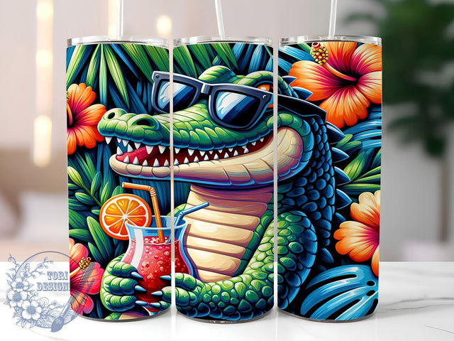 Alligator Tumbler Design, Cute Alligator Drinkware, Sublimation PNG, Personalized Tumbler, Animal Print Tumbler, Summer Gift, Kids Drinkware, Fun Outdoor Decor Sublimation ToriDesigns 