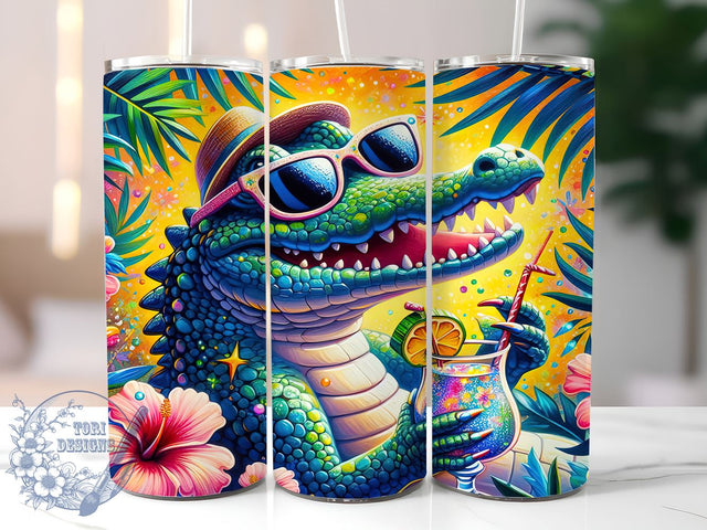 Alligator Tumbler Design, Cute Alligator Drinkware, Sublimation PNG, Personalized Tumbler, Animal Print Tumbler, Summer Gift, Kids Drinkware, Fun Outdoor Decor Sublimation ToriDesigns 