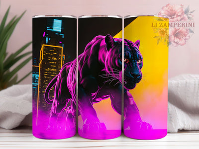 Alluring Pink Panther Tumbler, Alluring Animal Wrap, Cute Panther Cup, Artistic Sublimation Design, Exotic Gift Tumbler, Sweet Panther Wrap, Adorable Pink Cup Sublimation Li Zamperini 