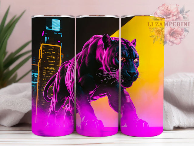 Alluring Pink Panther Tumbler, Alluring Animal Wrap, Cute Panther Cup, Artistic Sublimation Design, Exotic Gift Tumbler, Sweet Panther Wrap, Adorable Pink Cup Sublimation Li Zamperini 