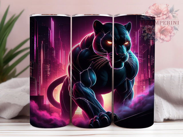 Alluring Pink Panther Tumbler, Alluring Animal Wrap, Cute Panther Cup, Artistic Sublimation Design, Exotic Gift Tumbler, Sweet Panther Wrap, Adorable Pink Cup Sublimation Li Zamperini 