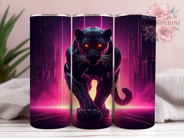 Alluring Pink Panther Tumbler, Alluring Animal Wrap, Cute Panther Cup, Artistic Sublimation Design, Exotic Gift Tumbler, Sweet Panther Wrap, Adorable Pink Cup Sublimation Li Zamperini 
