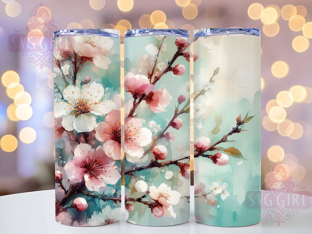 Almond Blossom Floral 20oz Tumbler, Almond Blossom Tumbler, Floral Design, Spring Decor, Sublimation Wrap, 20oz Tumbler, Nature Gifts, Flower Lover Accessories Sublimation SvggirlplusArt 