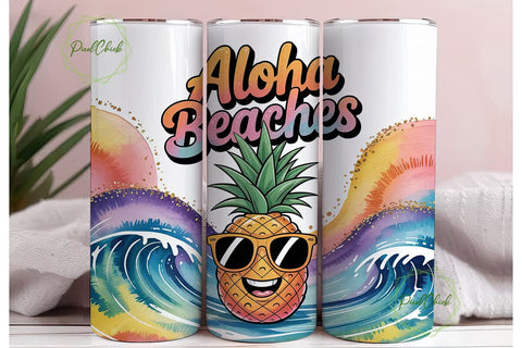 Aloha Beaches 20oz Tumbler Wrap Sublimation PixelChick 
