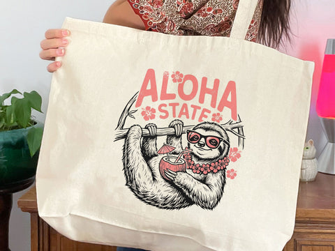 Aloha State Sloth PNG, Funny Hawaii Vacation T-Shirt Design SVG DesignDestine 