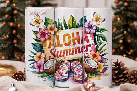 Aloha Summer 20oz Tumbler Wrap Sublimation DesignSVG 