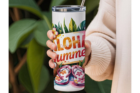 Aloha Summer 20oz Tumbler Wrap Sublimation DesignSVG 