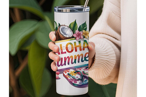 Aloha Summer 20oz Tumbler Wrap Sublimation DesignSVG 