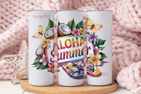 Aloha Summer 20oz Tumbler Wrap Sublimation DesignSVG 