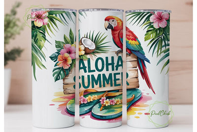Aloha Summer 20oz Tumbler Wrap Sublimation PixelChick 